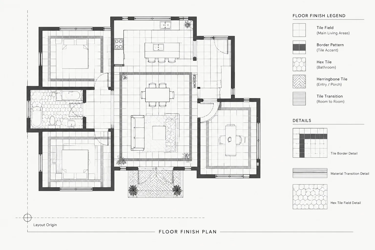 How to Draft Tile and Floor Finish Patterns in Architectural CAD
