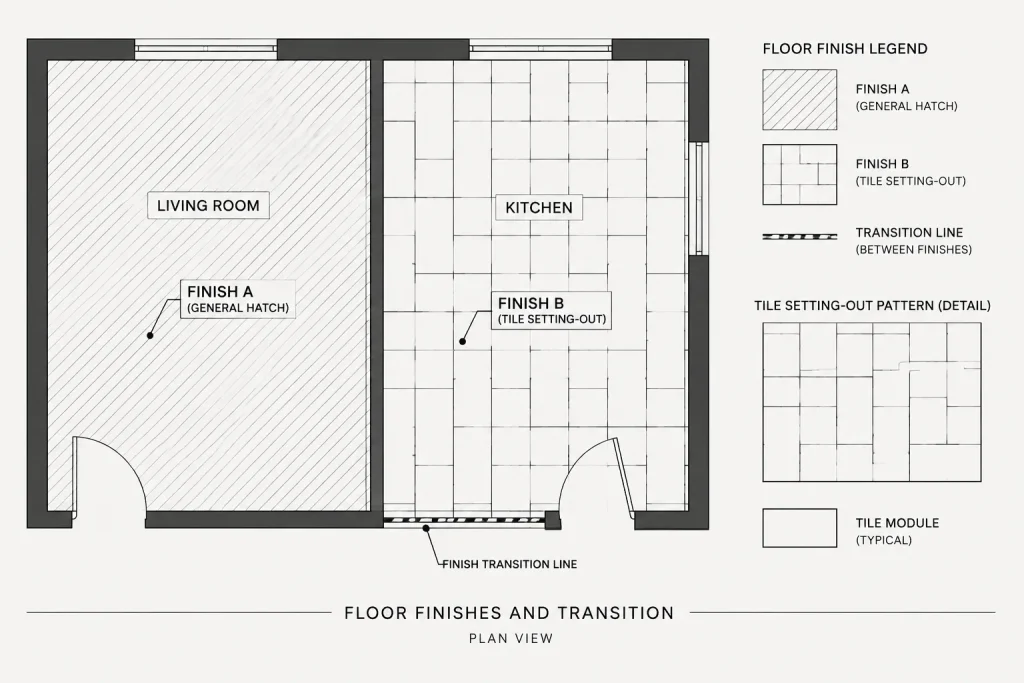 How to Draft Tile and Floor Finish Patterns in Architectural CAD architectural CAD illustration