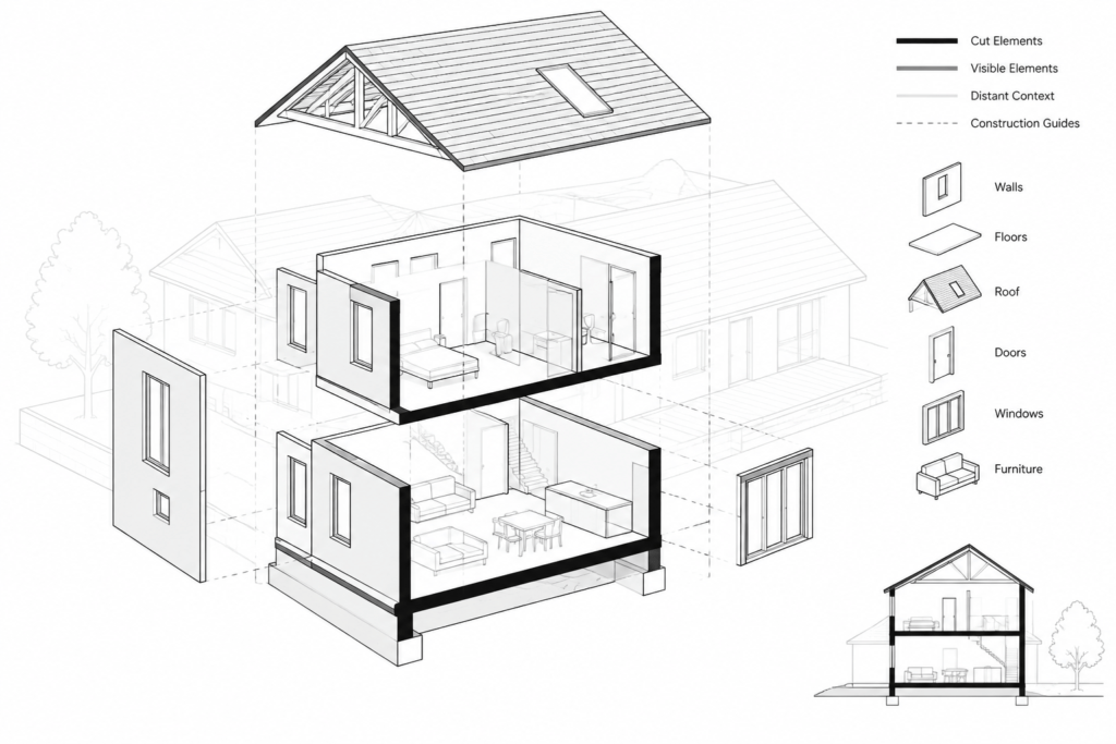 How to Draw an Architectural Section in CAD from a Floor Plan architectural CAD illustration