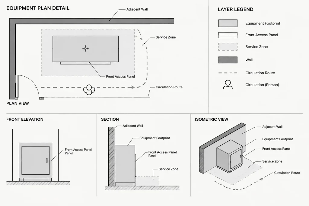 How to Draw and Coordinate Clearance Zones in Architectural CAD Plans architectural CAD illustration