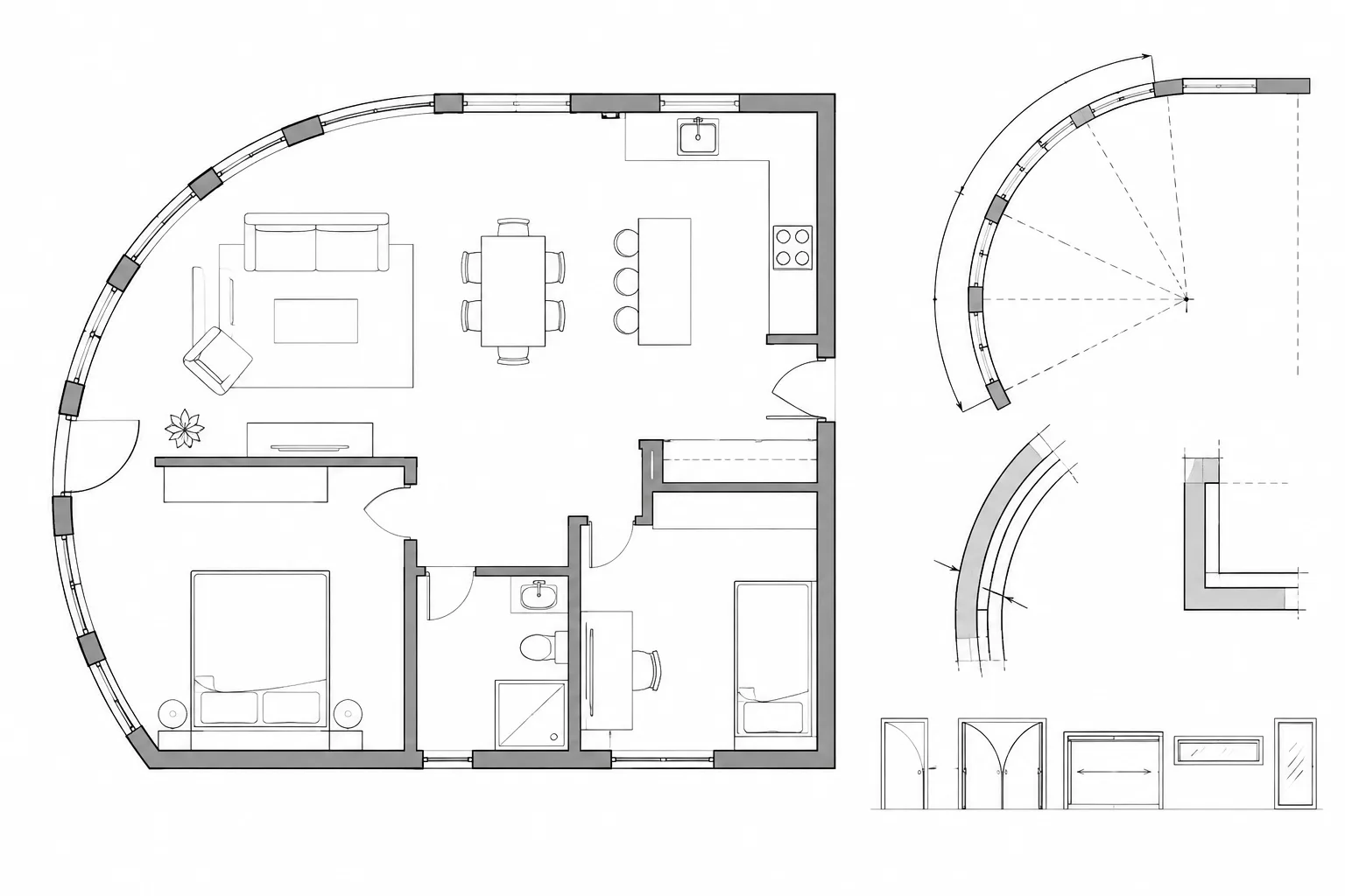 How to Draw Curved Walls and Openings in Architectural CAD