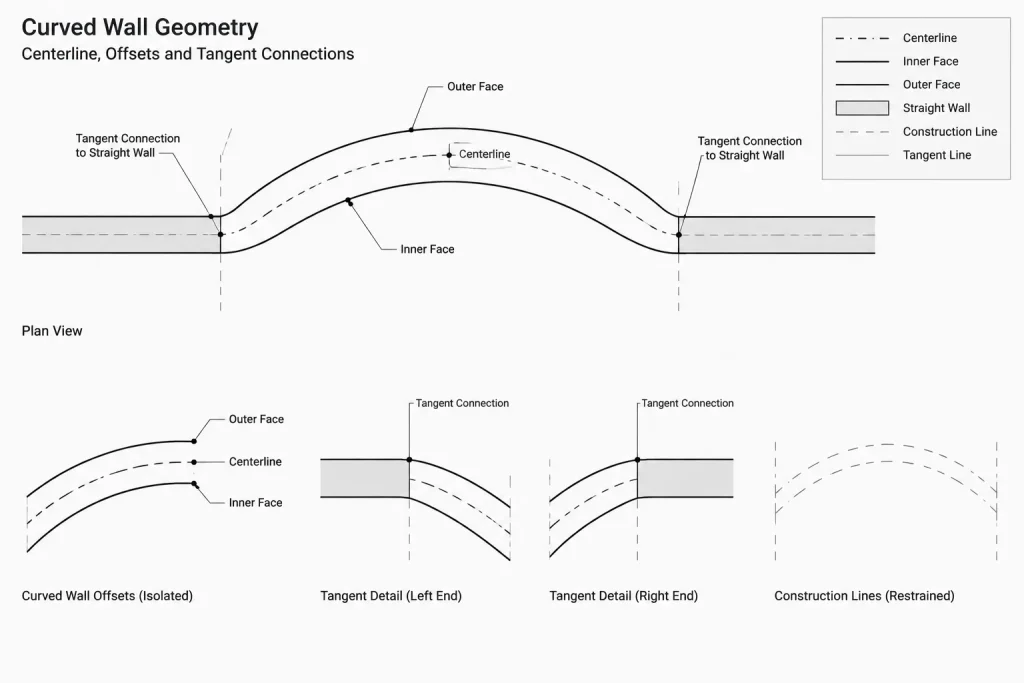 How to Draw Curved Walls and Openings in Architectural CAD architectural CAD illustration