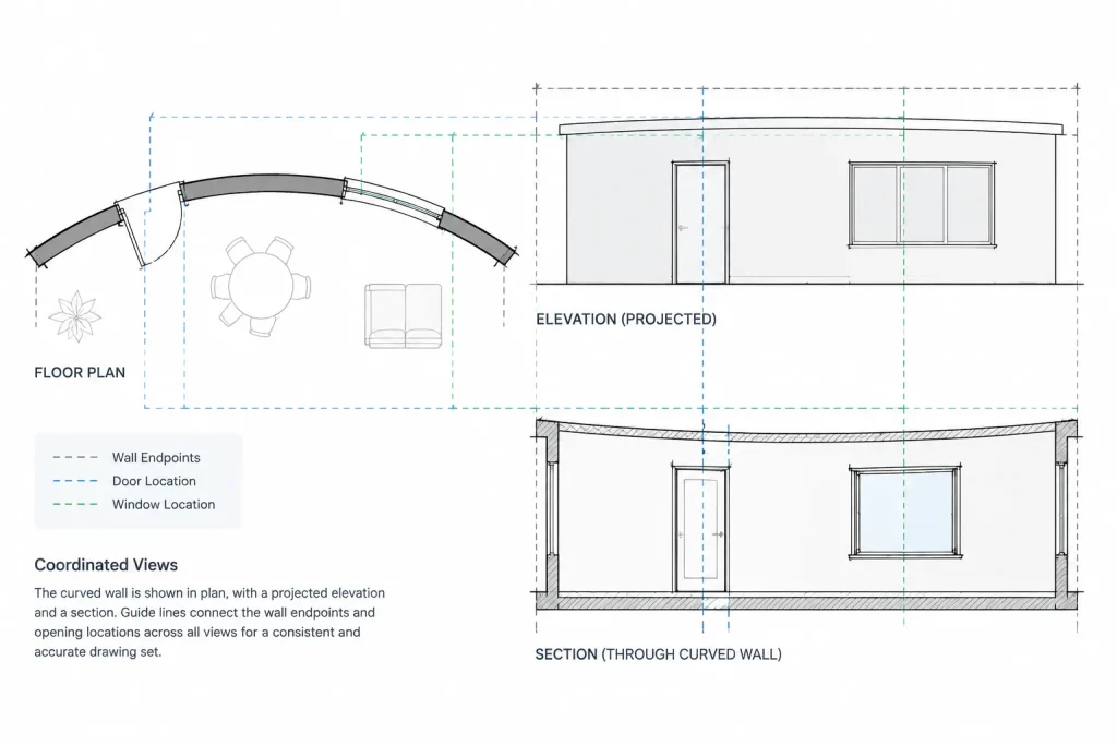 How to Draw Curved Walls and Openings in Architectural CAD architectural CAD illustration