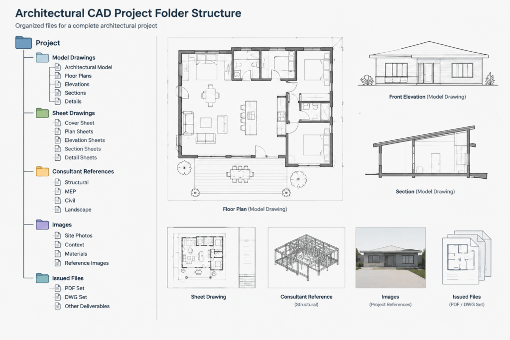 How to Organize Architectural CAD Files with External References architectural CAD illustration