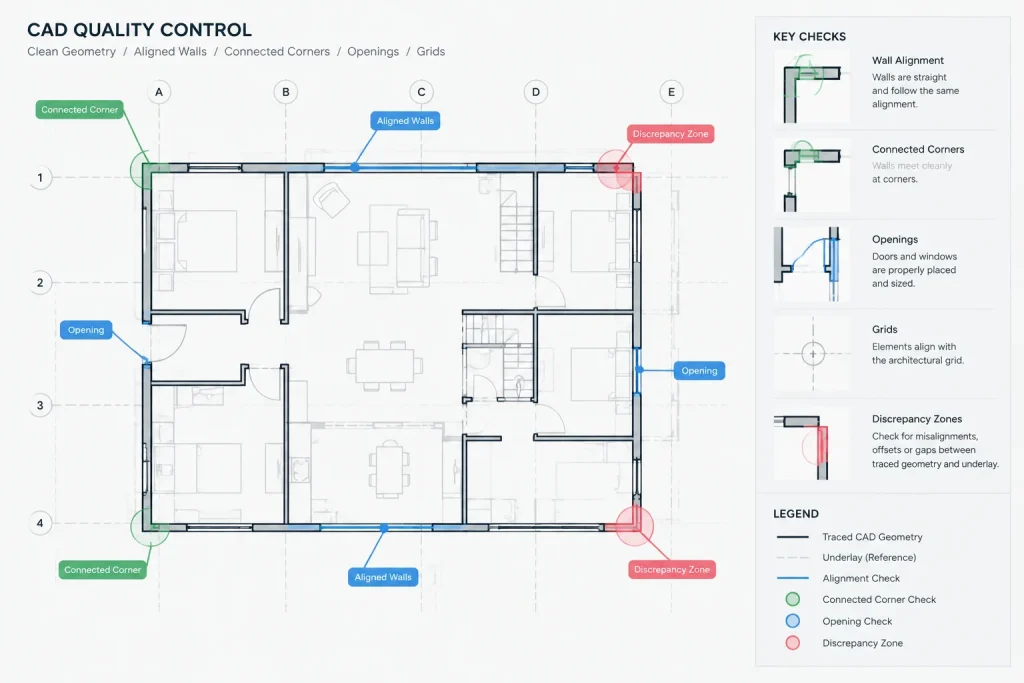 How to Trace and Verify a PDF Floor Plan Underlay in AutoCAD architectural CAD illustration