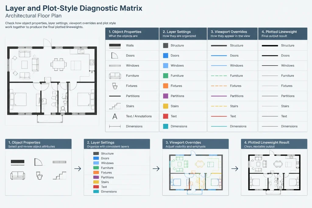How to Troubleshoot Missing Lines and Incorrect Lineweights in Architectural CAD PDFs architectural CAD illustration