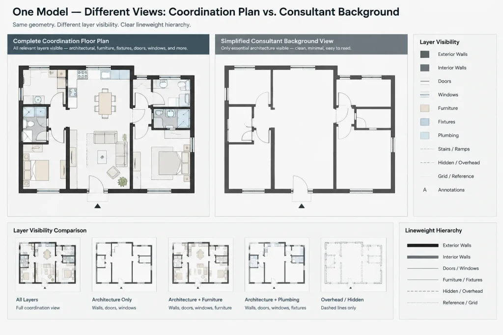 How to Use Layer States for Architectural CAD Drawing Views architectural CAD illustration