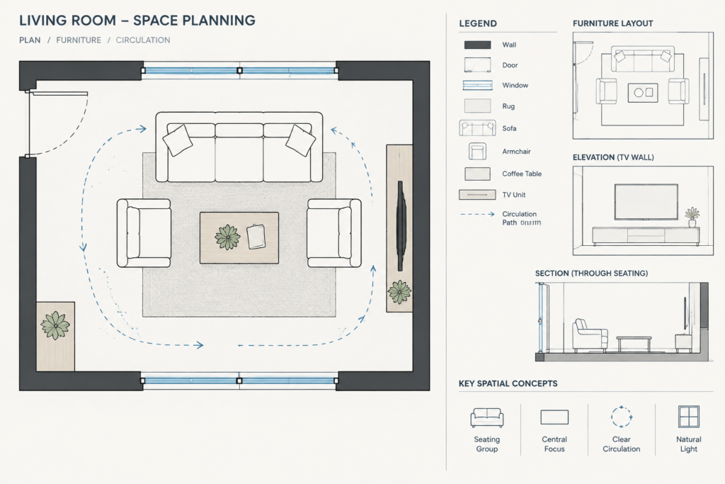 Living Room Furniture CAD Blocks: Free DWG Files for AutoCAD architectural CAD illustration