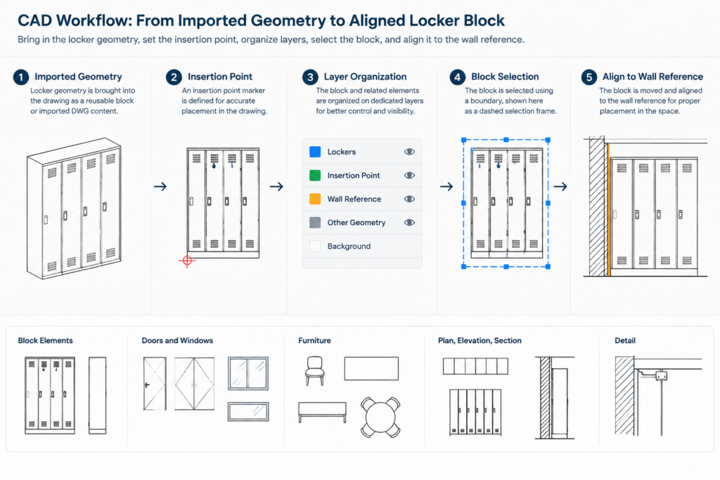Lockers CAD Block DWG Download | AutoCAD Locker Drawings architectural CAD illustration