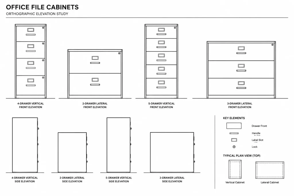 Office File Cabinets DWG Blocks: Free AutoCAD Drawing Download architectural CAD illustration