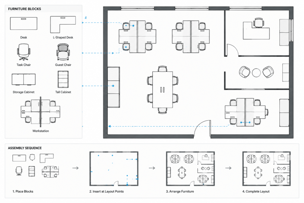 Office Furniture CAD Blocks: Free DWG Files for AutoCAD Design architectural CAD illustration