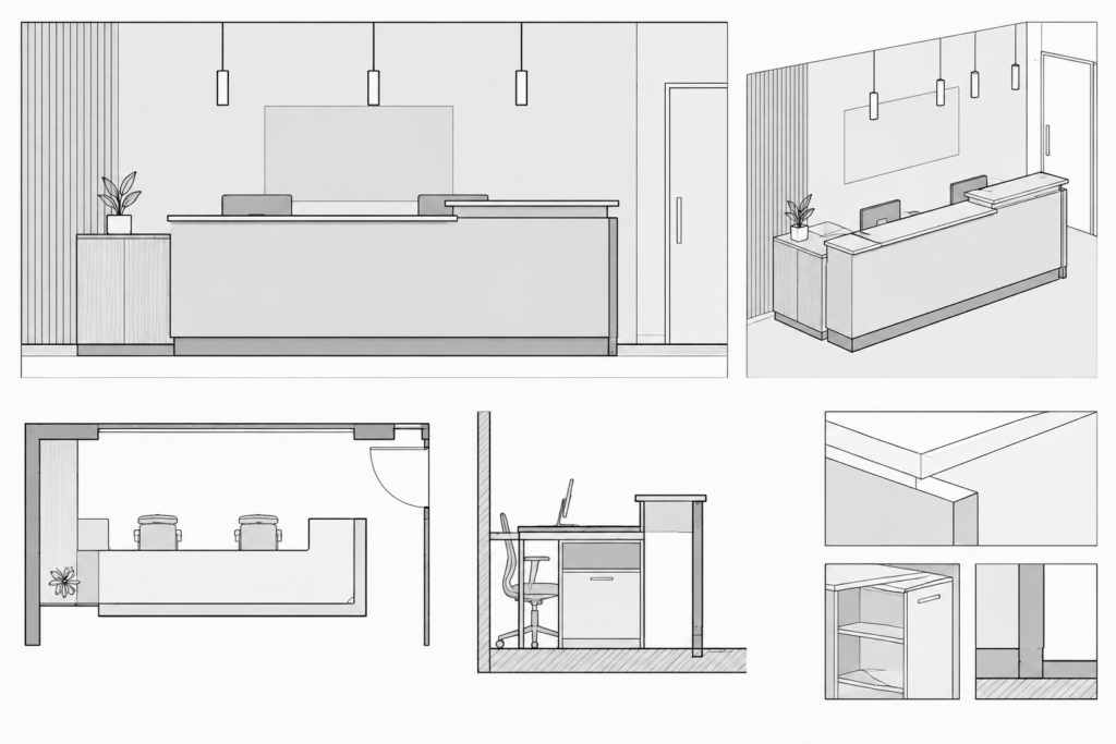 Reception Desk CAD Block DWG File | AutoCAD Drawing Download architectural CAD illustration