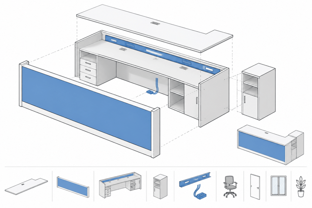 Reception Desk CAD Block DWG File | AutoCAD Drawing Download architectural CAD illustration