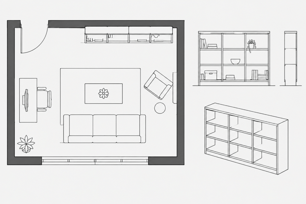 Shelving Unit CAD Block DWG | Free AutoCAD Drawing Download architectural CAD illustration
