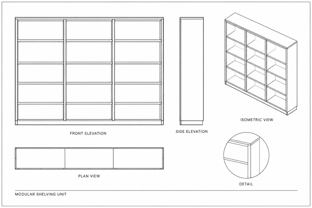 Shelving Unit CAD Block DWG | Free AutoCAD Drawing Download architectural CAD illustration