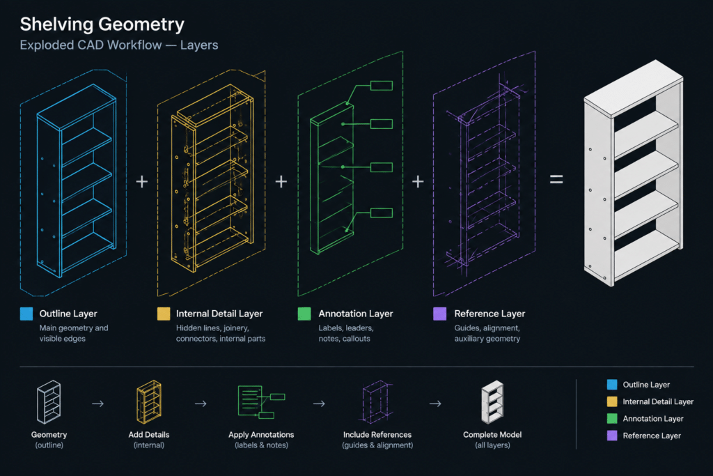 Shelving Unit CAD Block DWG | Free AutoCAD Drawing Download architectural CAD illustration