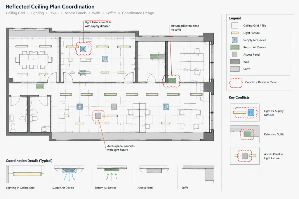 Suspended Ceiling Grid Layouts in Architectural CAD: A Coordination Workflow architectural CAD illustration