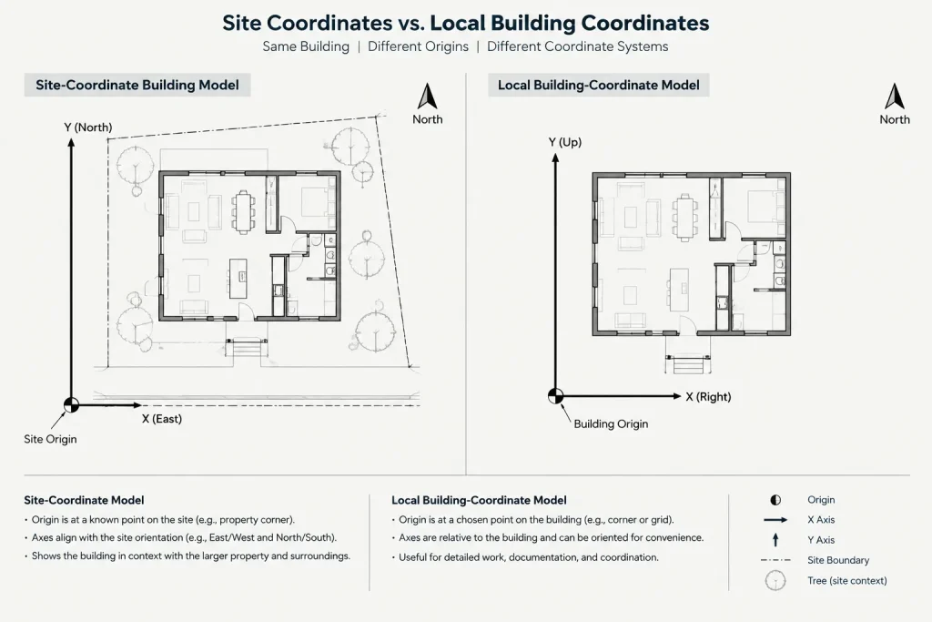 True North, Project North, and View Rotation in Architectural CAD architectural CAD illustration
