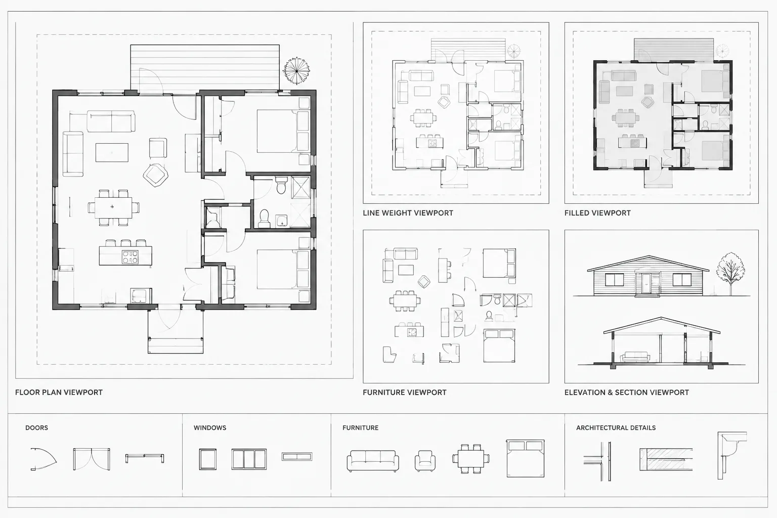 Viewport Layer Overrides in Architectural CAD: Control Graphics Without Changing the Model architectural CAD illustration