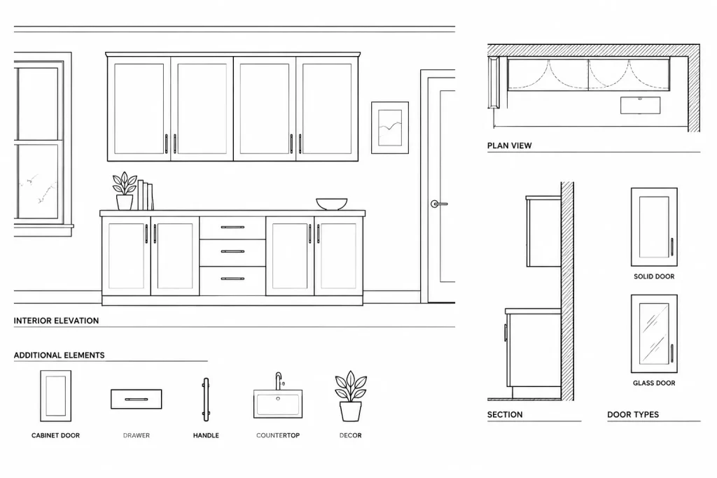 Wall Cabinet CAD Block Download – Free DWG File for AutoCAD architectural CAD illustration