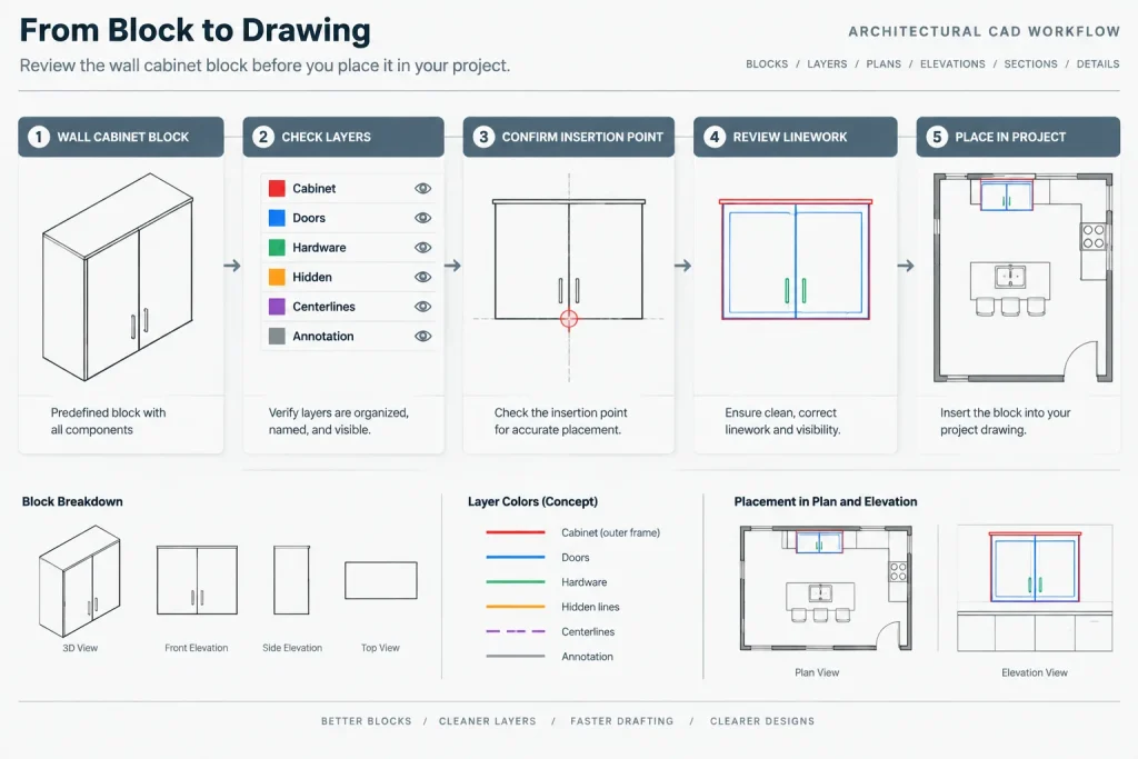 Wall Cabinet CAD Block Download – Free DWG File for AutoCAD architectural CAD illustration