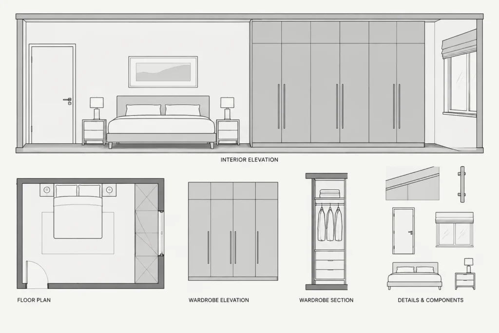 Wardrobe CAD Block DWG File Download for AutoCAD Design architectural CAD illustration