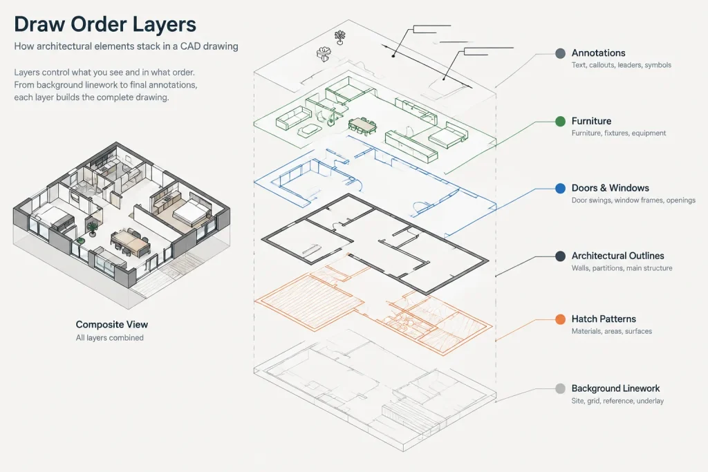 Wipeouts, Background Masks, and Draw Order in Architectural CAD architectural CAD illustration