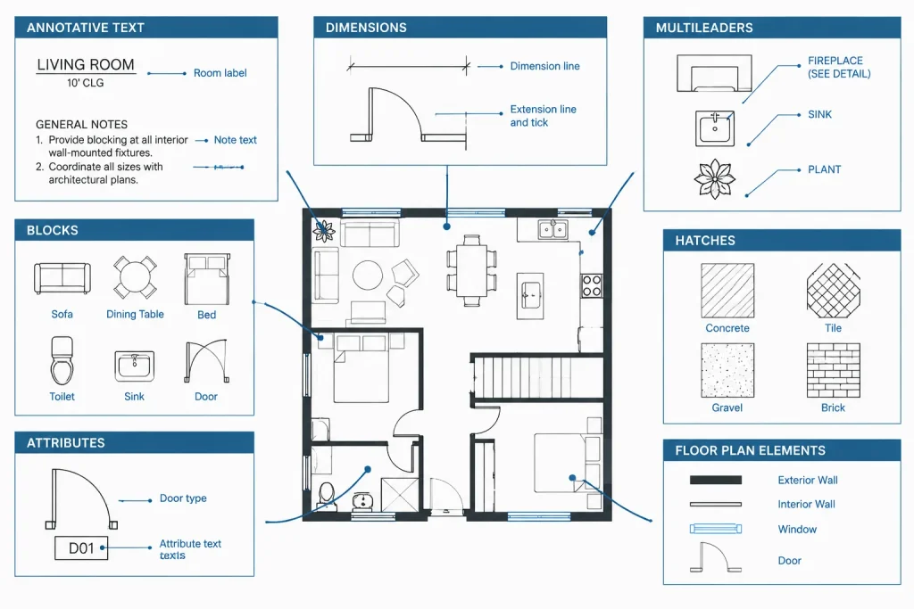 Annotative Objects in AutoCAD: A Practical Workflow for Architectural Drawings architectural CAD illustration