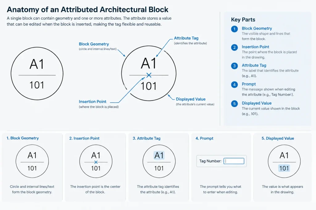 Architectural CAD Block Attributes: A Practical Workflow for Tags, Symbols, and Drawing Data architectural CAD illustration