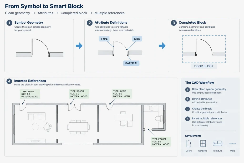 Architectural CAD Block Attributes: A Practical Workflow for Tags, Symbols, and Drawing Data architectural CAD illustration