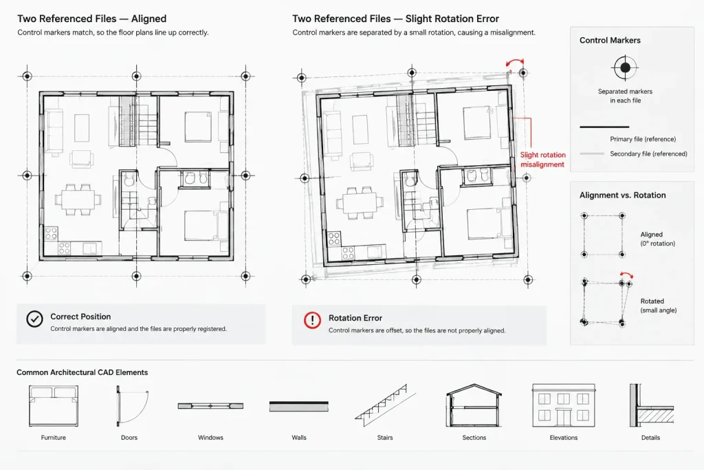 Architectural CAD Project Origins: A Practical Coordinate Workflow for DWG Files architectural CAD illustration
