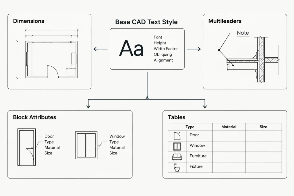 Architectural CAD Text Styles: A Practical Setup and Quality-Control Workflow architectural CAD illustration