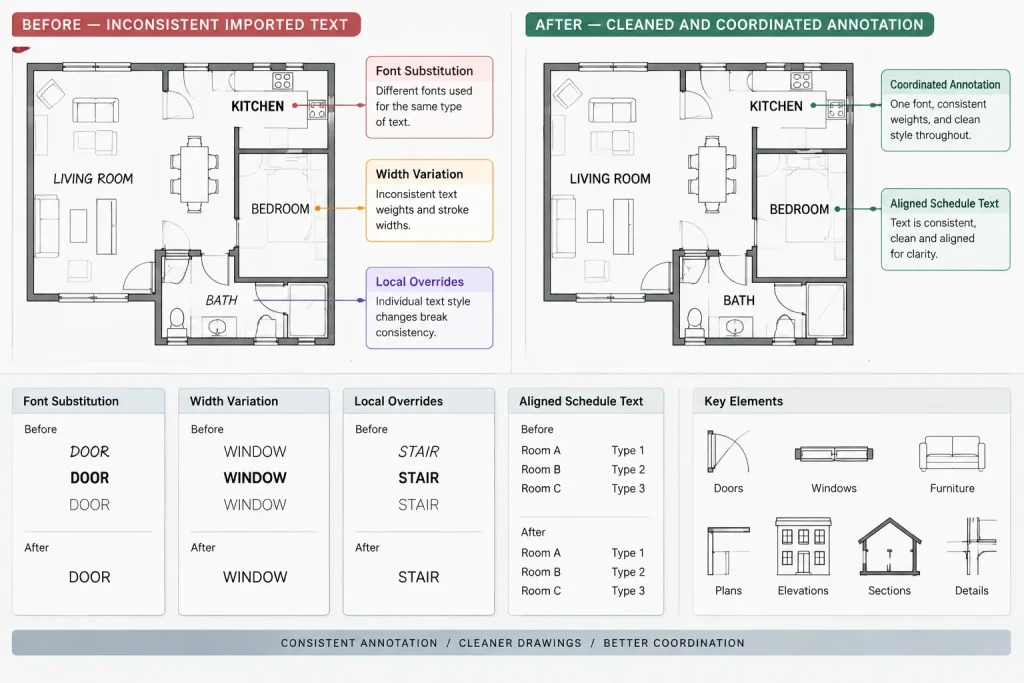 Architectural CAD Text Styles: A Practical Setup and Quality-Control Workflow architectural CAD illustration