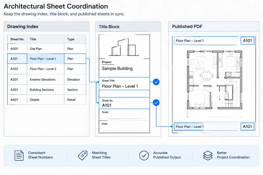 Architectural Drawing Index in CAD: A Practical Sheet List Coordination Workflow architectural CAD illustration