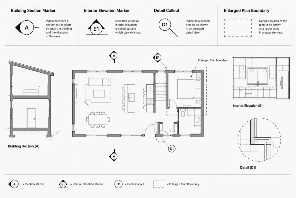 Architectural Section and Detail Callouts in CAD: A Reliable Reference Coordination Workflow architectural CAD illustration