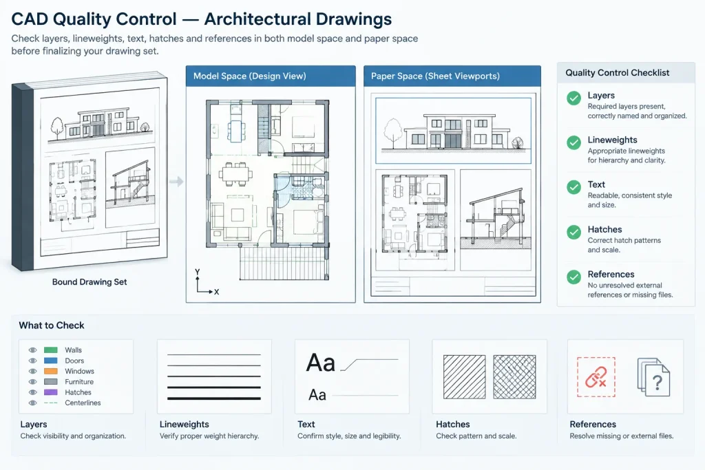 Binding Xrefs in AutoCAD: Bind vs. Insert for Architectural DWG Files architectural CAD illustration