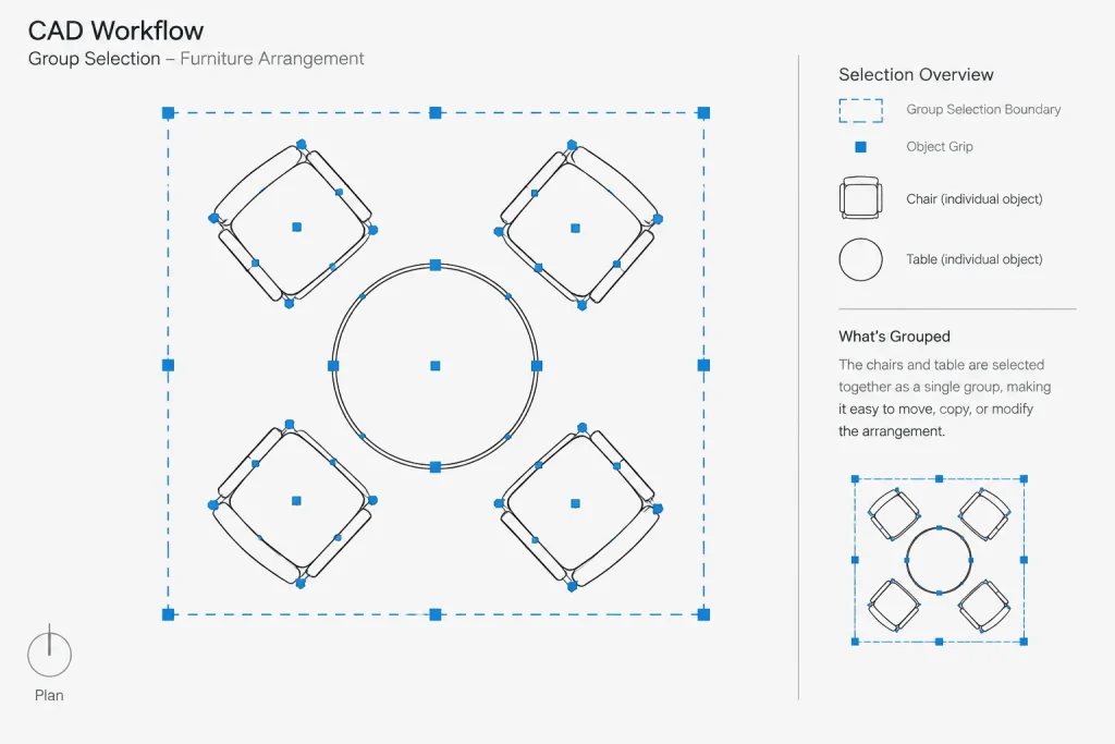 Blocks vs. Groups vs. Xrefs in AutoCAD: Choosing the Right Architectural Workflow architectural CAD illustration