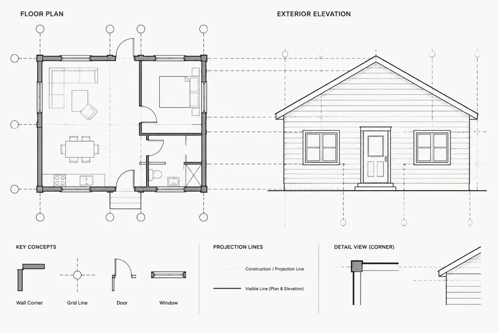 Coordinating Plans, Elevations, and Sections in Architectural CAD architectural CAD illustration