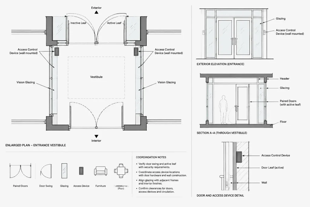 Door Hardware Coordination in Architectural CAD: A Plan-to-Schedule Workflow architectural CAD illustration
