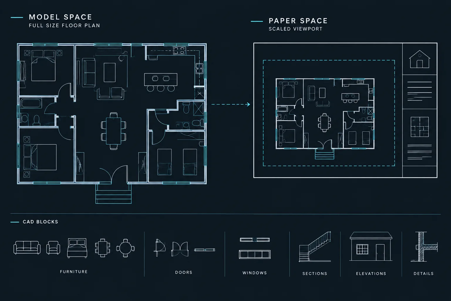 Draw Full Size in Model Space: A Reliable Architectural CAD Workflow