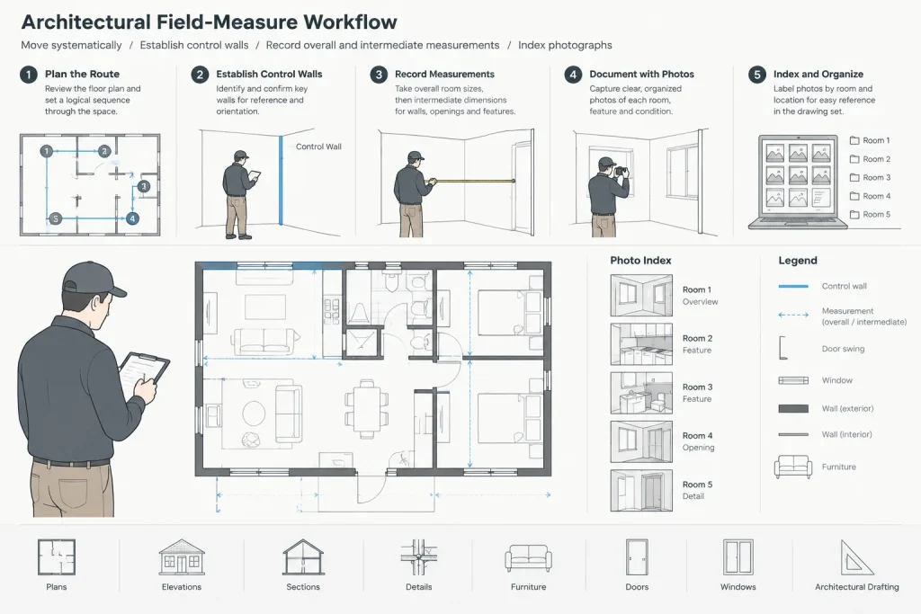 Existing Conditions Drawings in CAD: A Field-to-DWG Workflow architectural CAD illustration