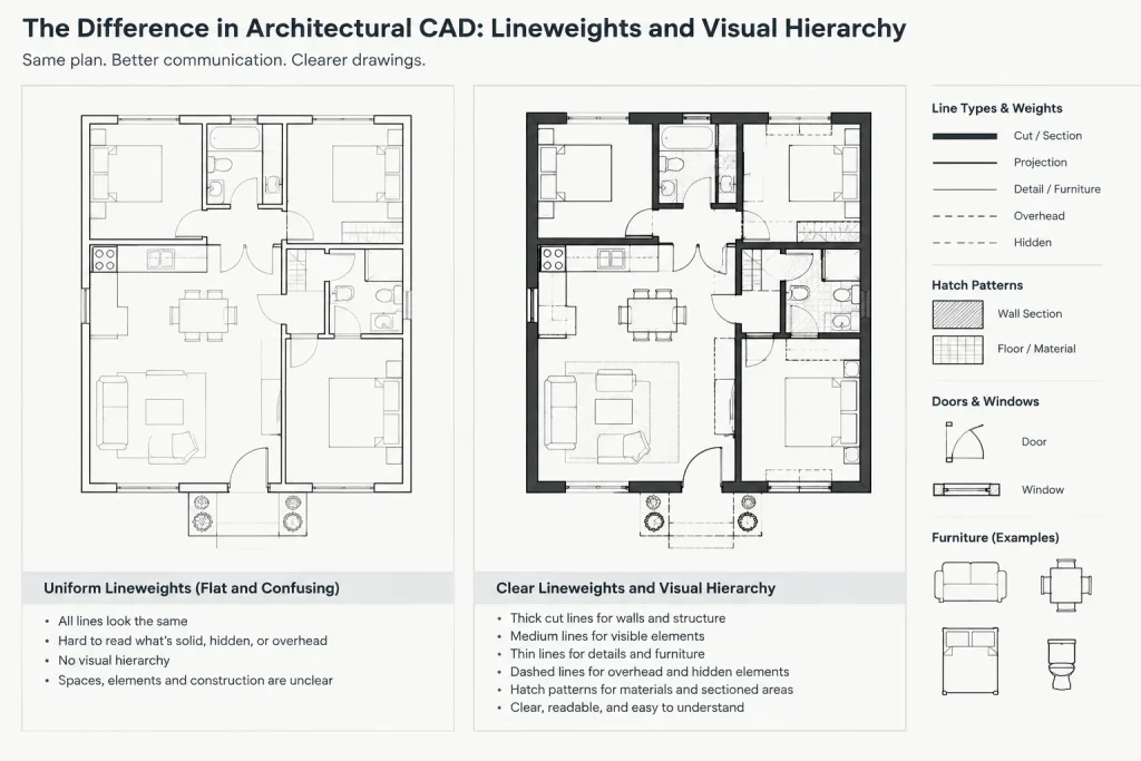 Floor Plan Lineweight Hierarchy in Architectural CAD: A Practical Graphics Workflow architectural CAD illustration
