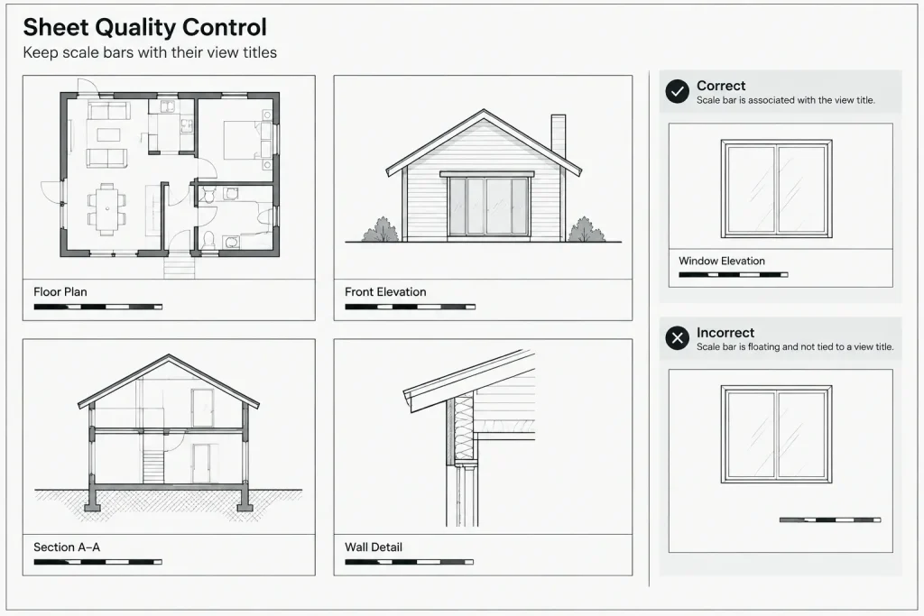 Graphic Scale Bars in Architectural CAD: A Reliable Sheet Setup and Quality-Control Workflow architectural CAD illustration