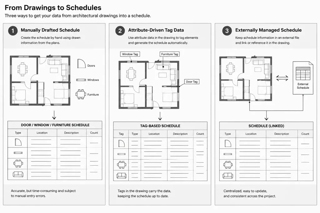 How to Build and Coordinate a Window Schedule in Architectural CAD architectural CAD illustration