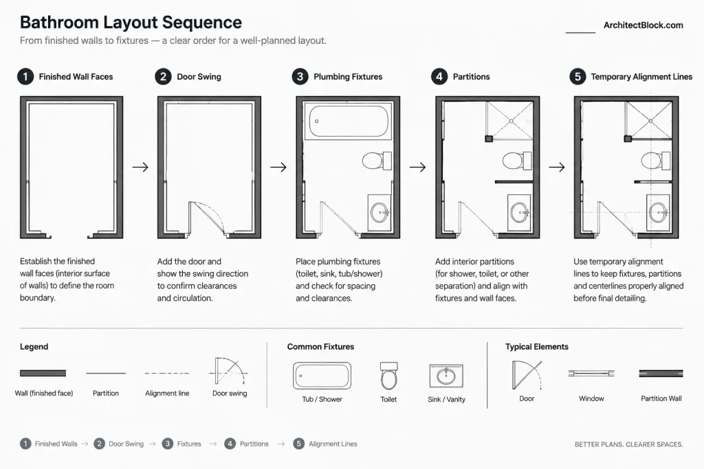 How to Draft and Coordinate a Bathroom Plan in AutoCAD architectural CAD illustration