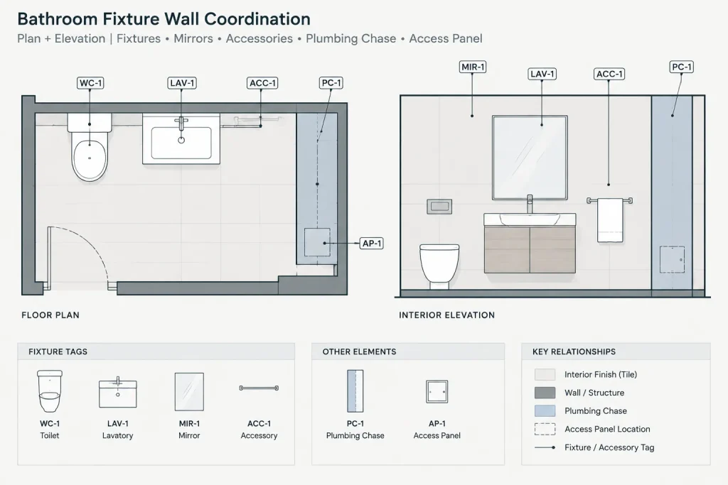 How to Draft and Coordinate a Bathroom Plan in AutoCAD architectural CAD illustration