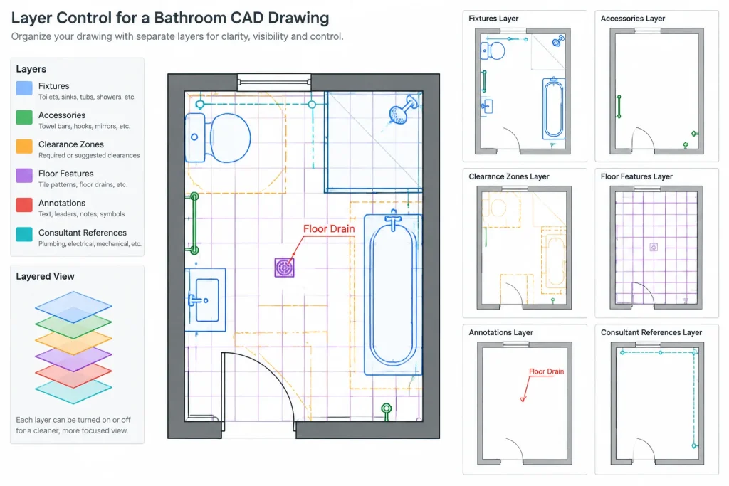 How to Draft and Coordinate a Bathroom Plan in AutoCAD architectural CAD illustration
