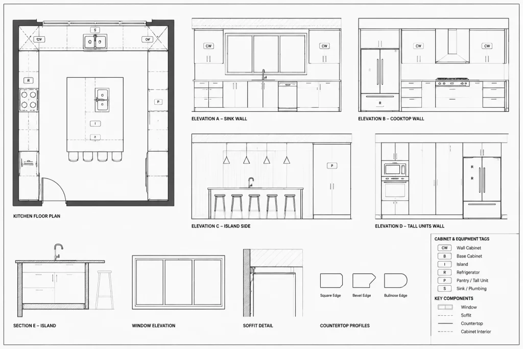 How to Draft and Coordinate a Kitchen Plan in Architectural CAD architectural CAD illustration