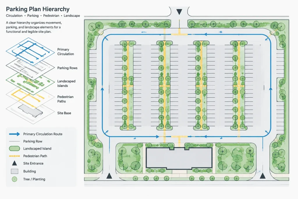 How to Draft and Coordinate a Parking Lot Layout in Architectural CAD architectural CAD illustration