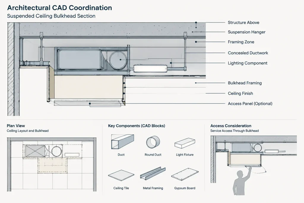How to Draft and Coordinate Ceiling Bulkheads and Soffits in Architectural CAD architectural CAD illustration